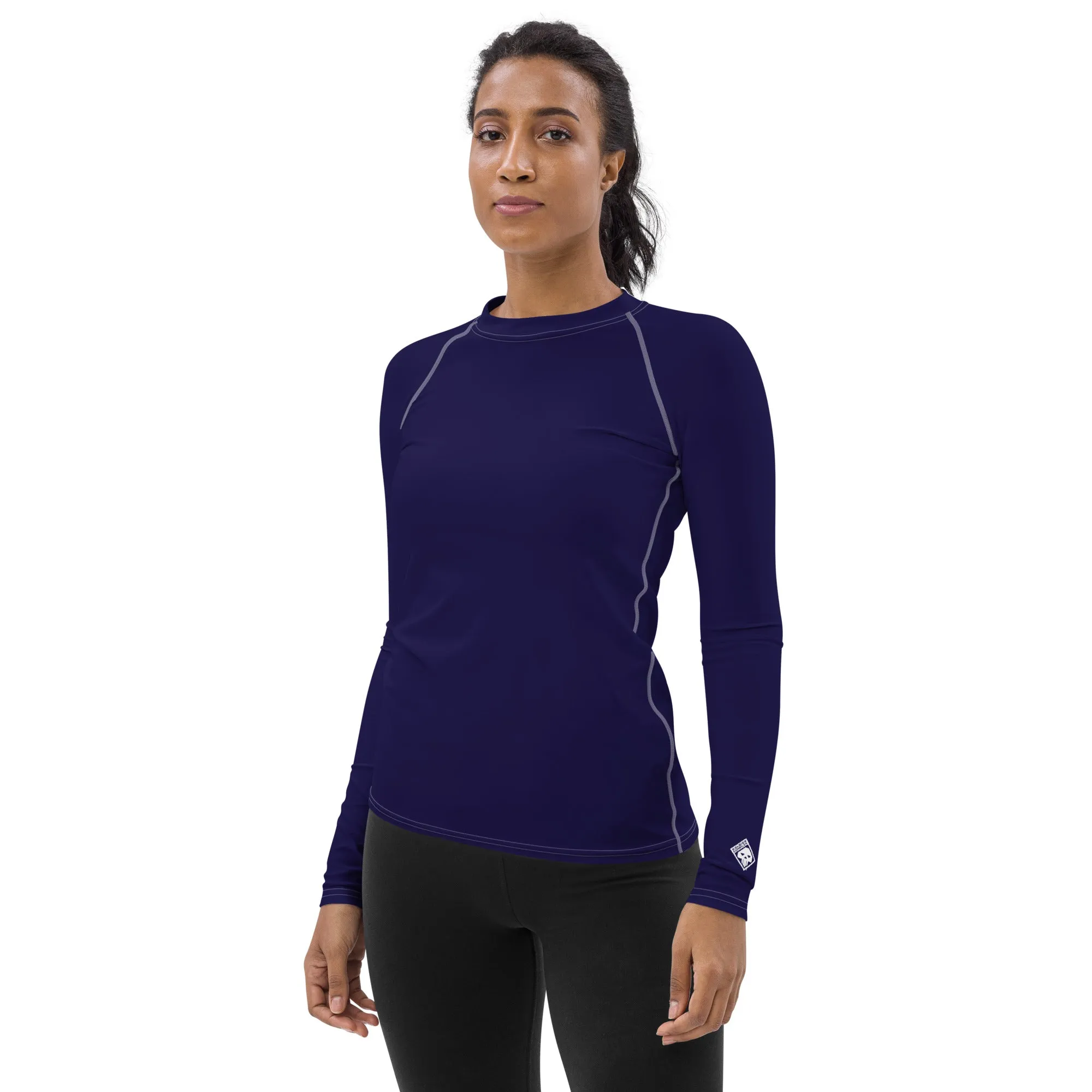 Timeless Style: Solid Color Rash Guard for Women - Midnight Blue