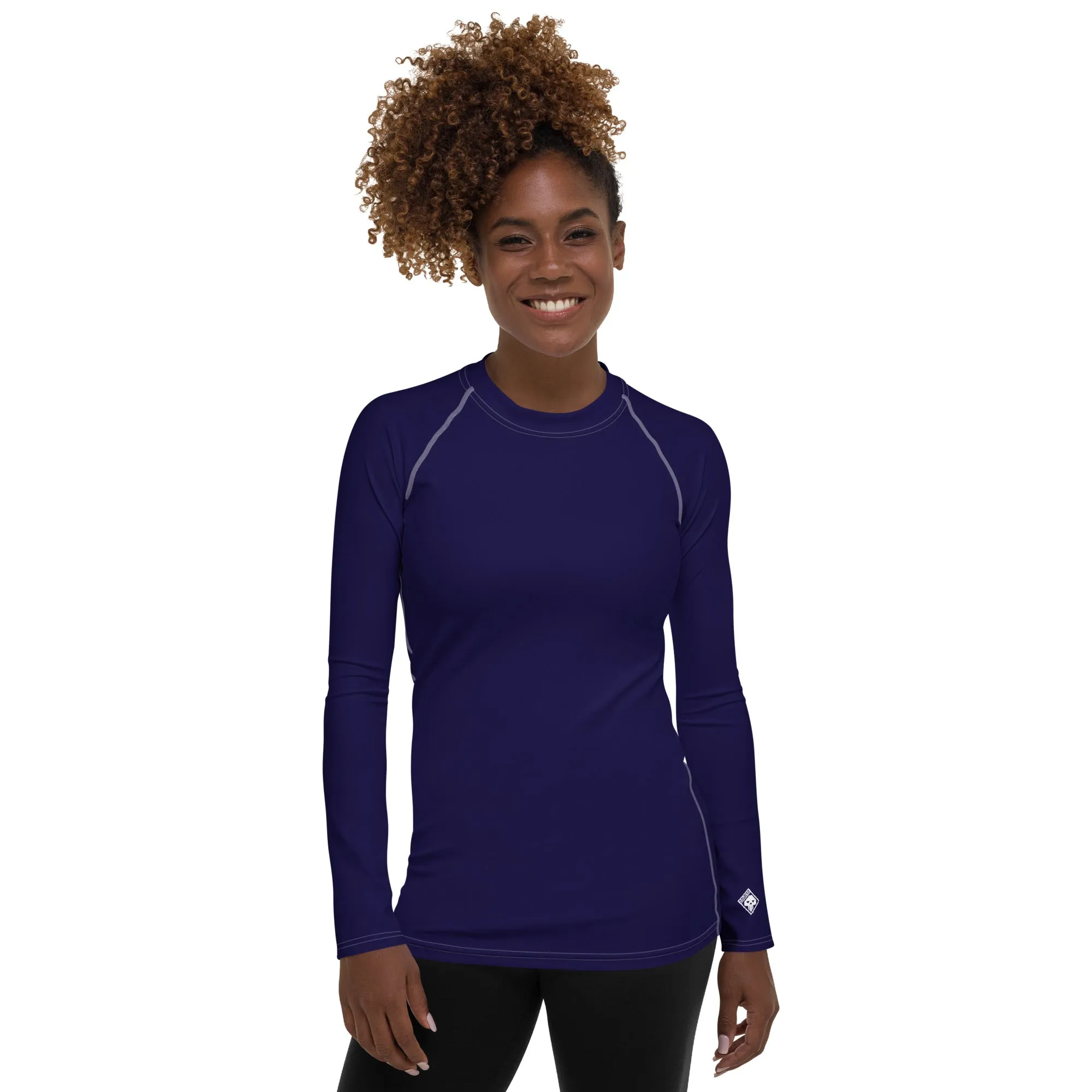 Timeless Style: Solid Color Rash Guard for Women - Midnight Blue