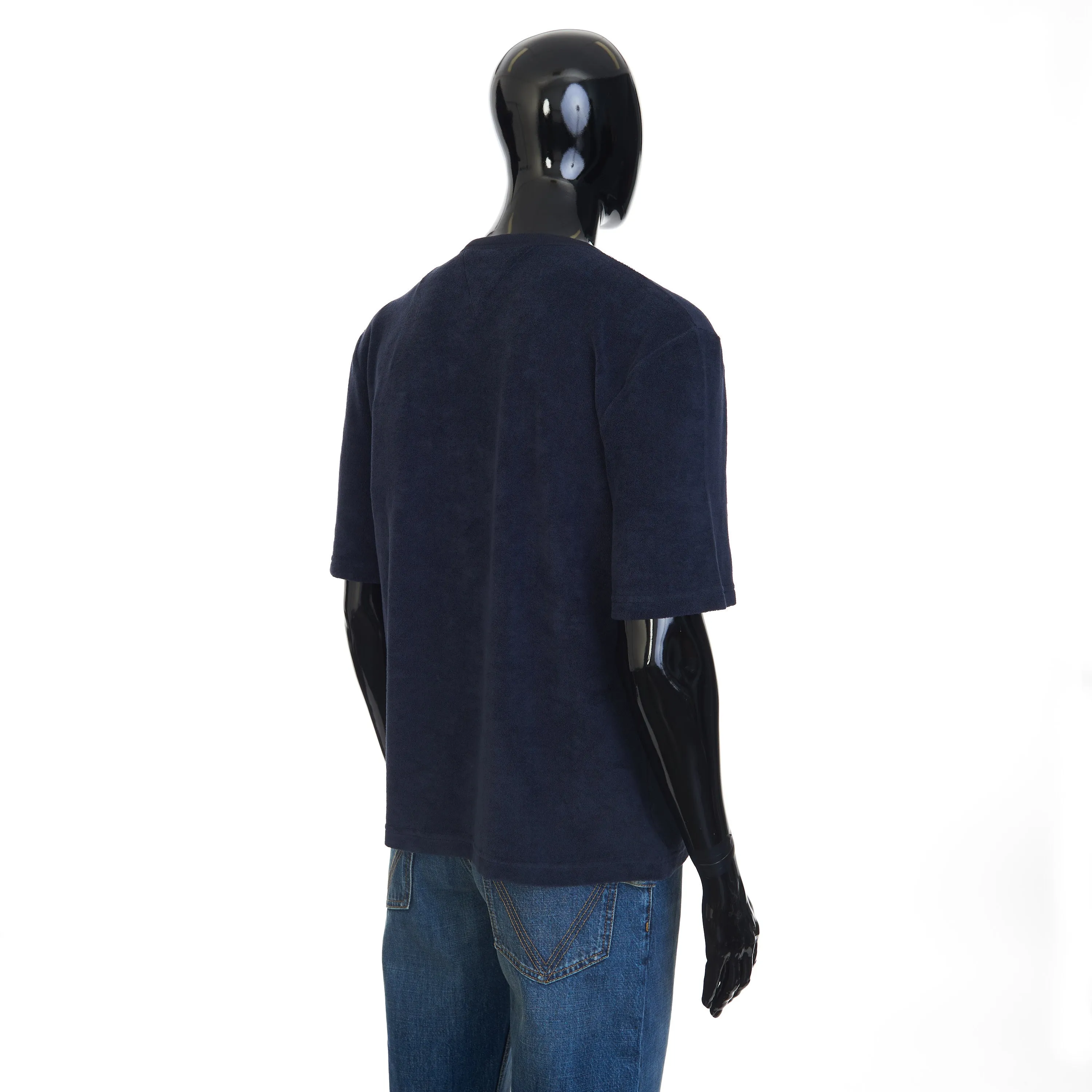 Towelling Jersey T-Shirt In Abyss Blue Cotton Blend