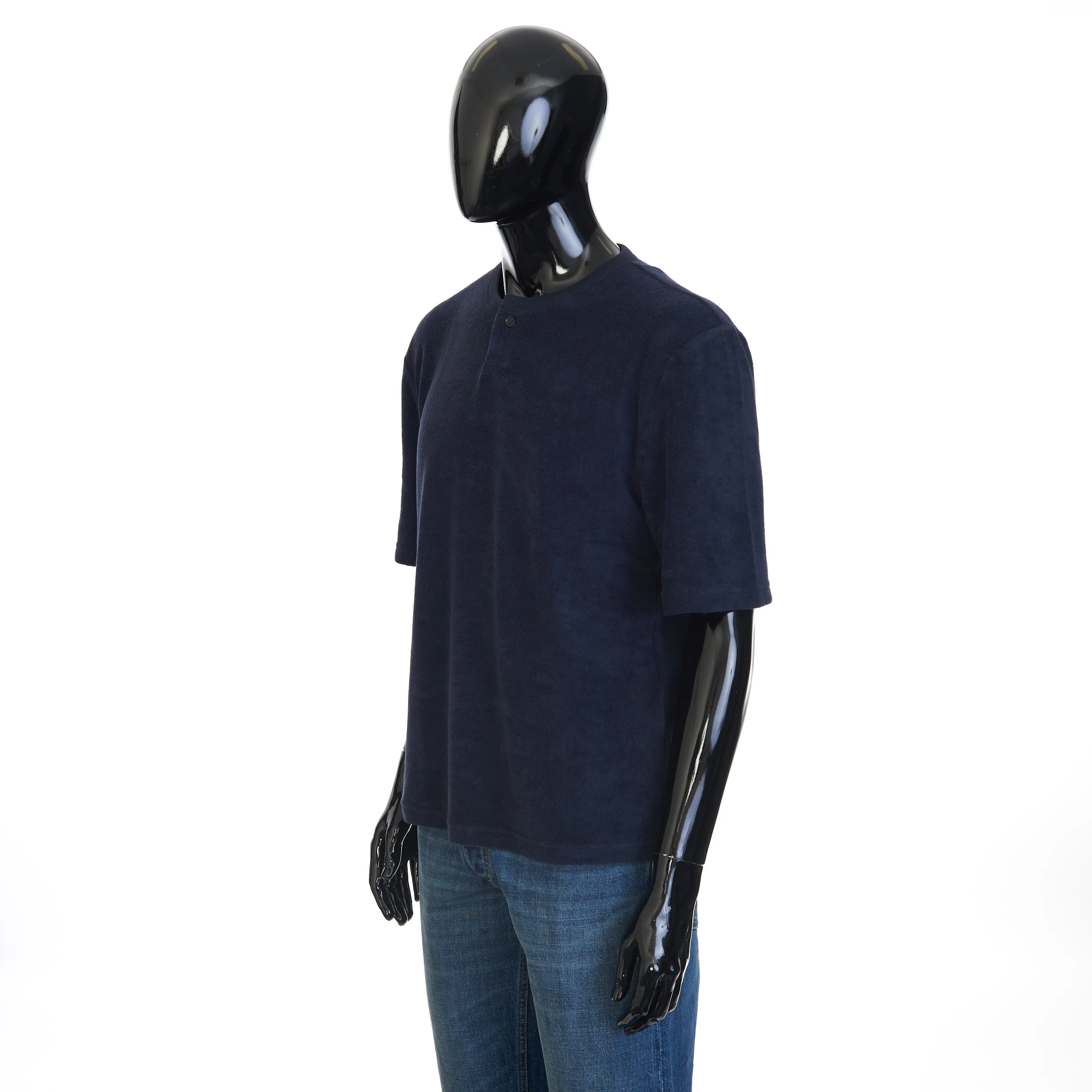 Towelling Jersey T-Shirt In Abyss Blue Cotton Blend