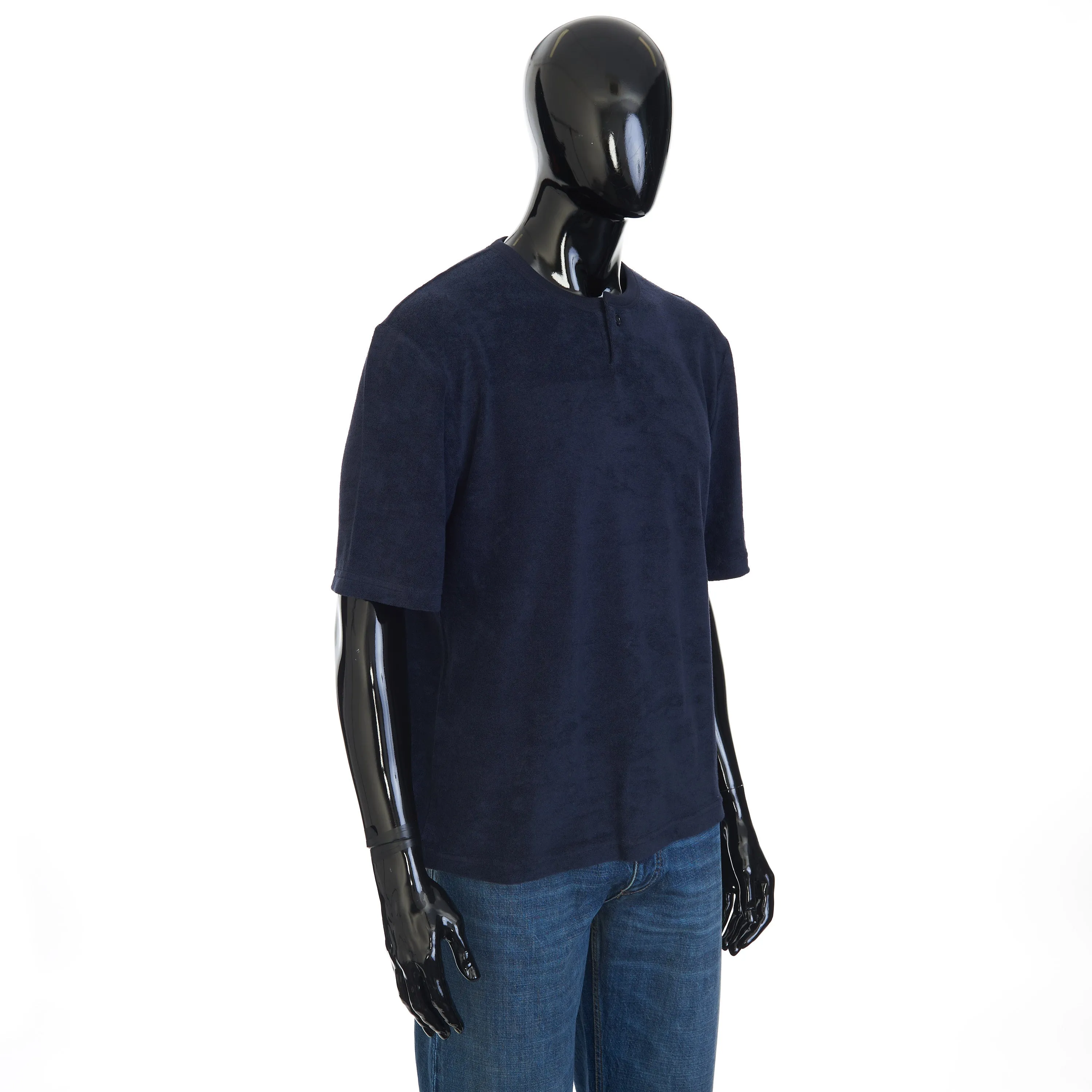 Towelling Jersey T-Shirt In Abyss Blue Cotton Blend