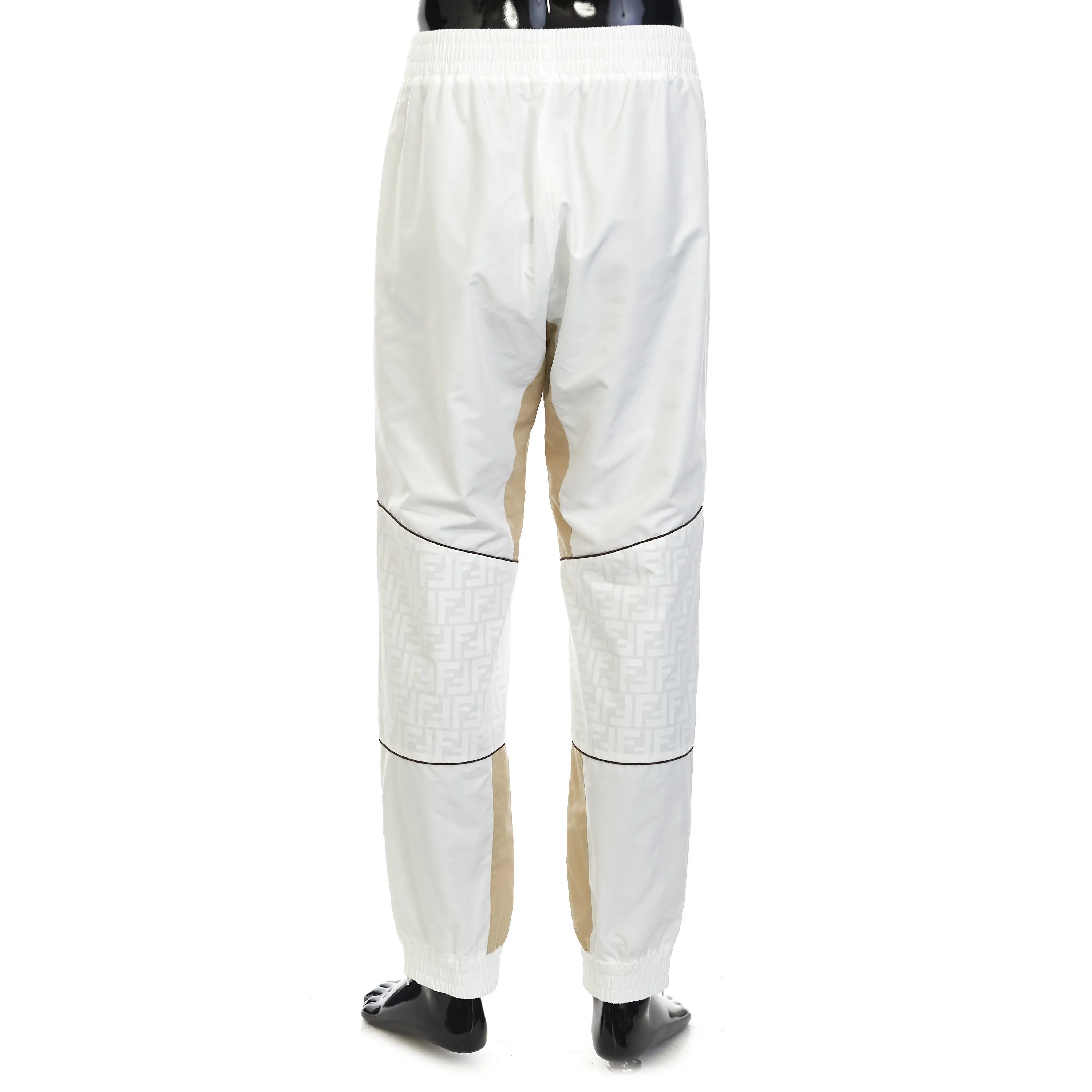 Track Pants With FF Zucca Pattern Print In White Nylon