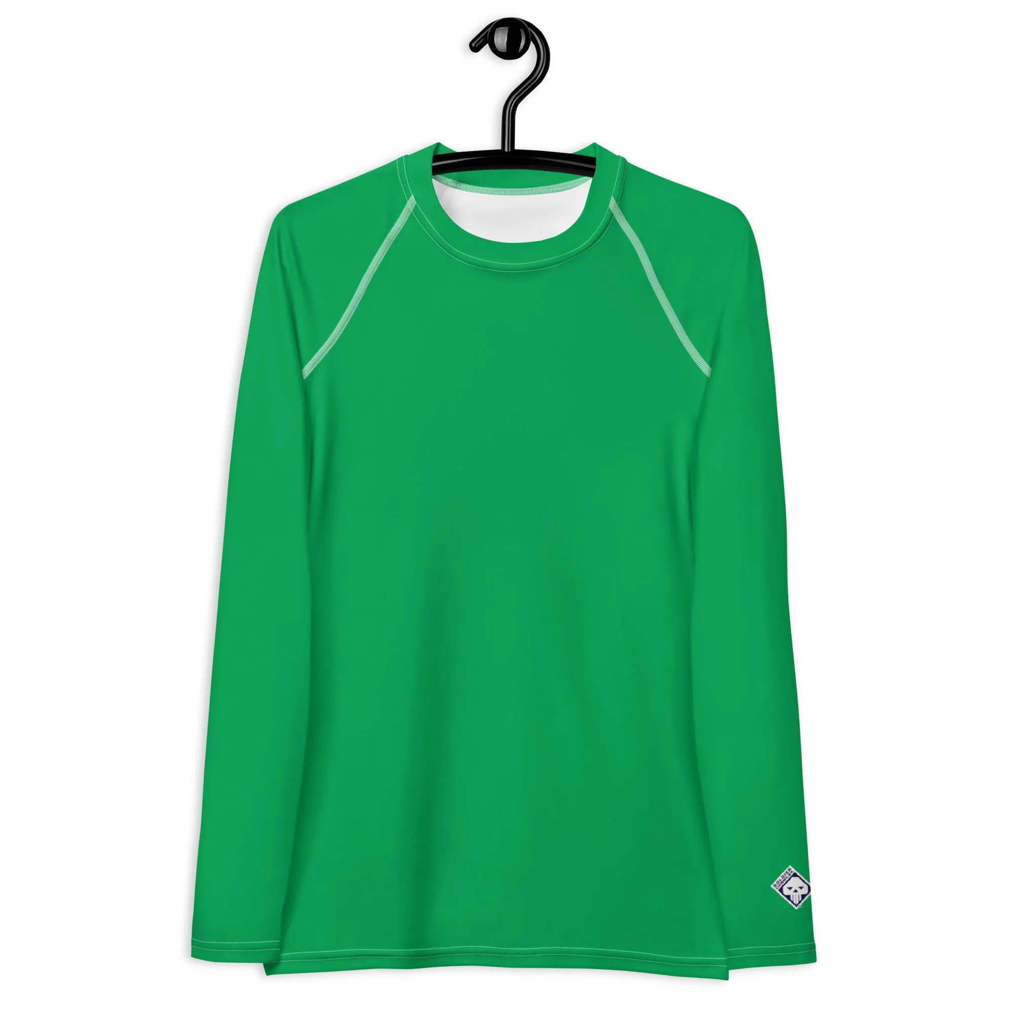 Understated Elegance: Solid Color Long Sleeve Rash Guard for Women - Jade