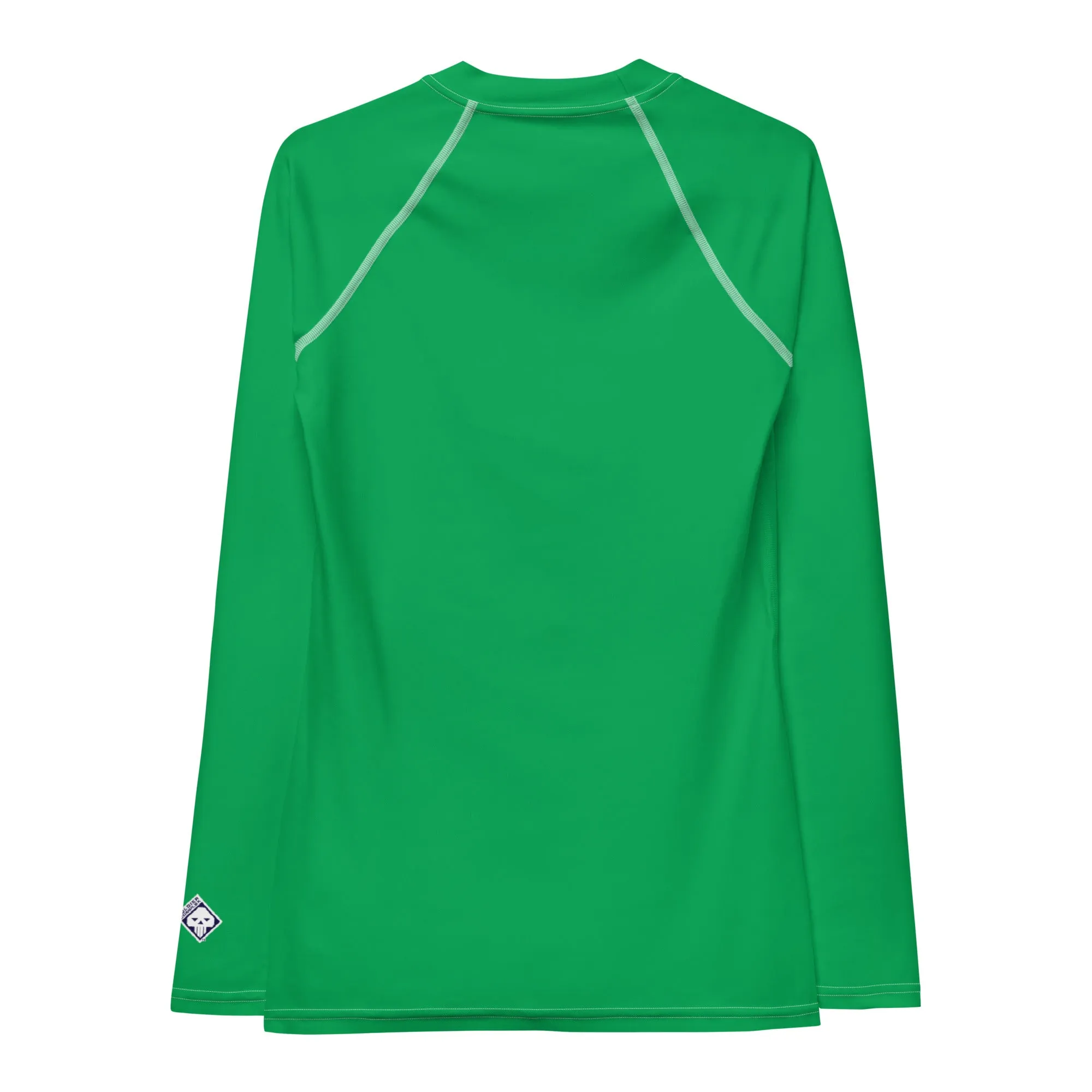 Understated Elegance: Solid Color Long Sleeve Rash Guard for Women - Jade