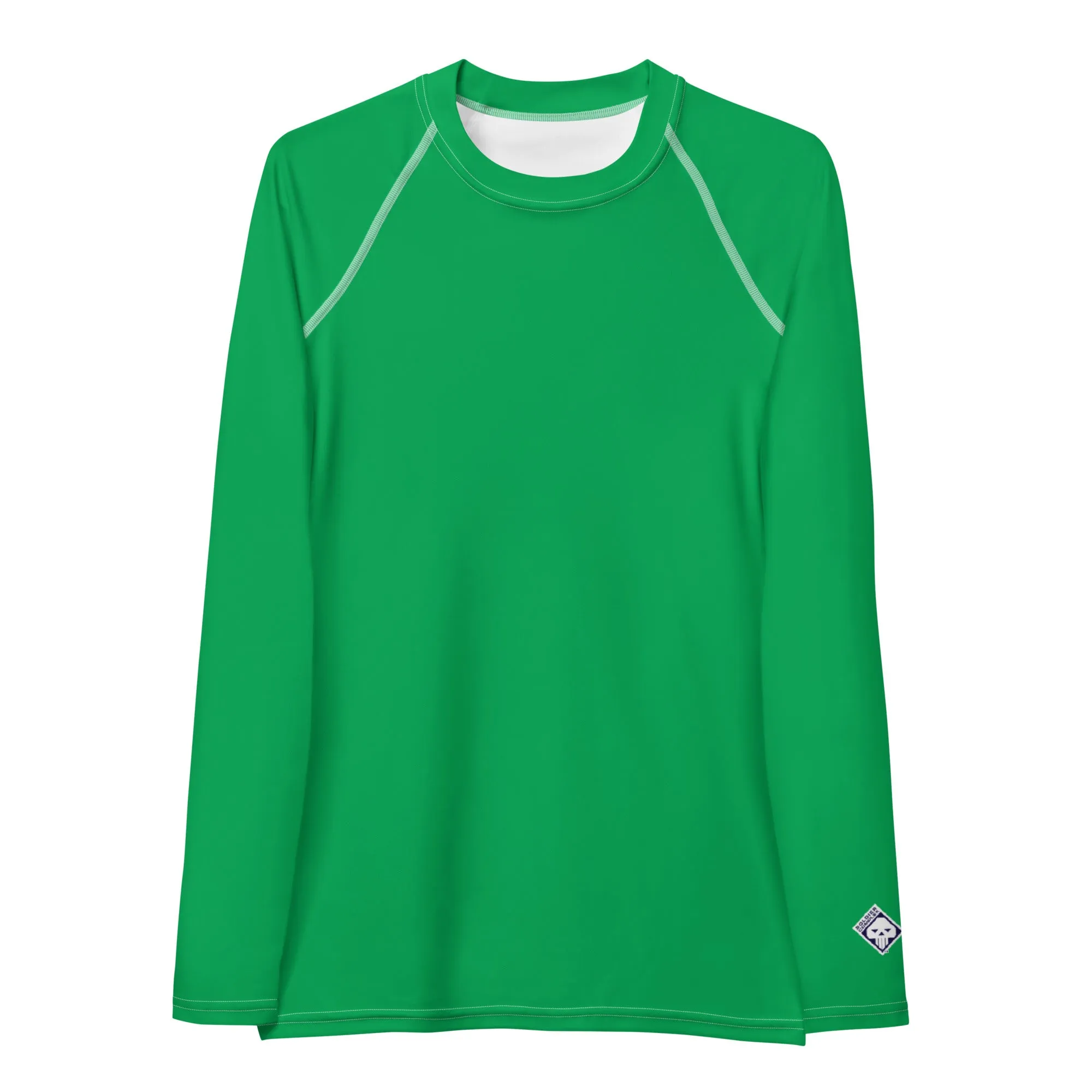 Understated Elegance: Solid Color Long Sleeve Rash Guard for Women - Jade