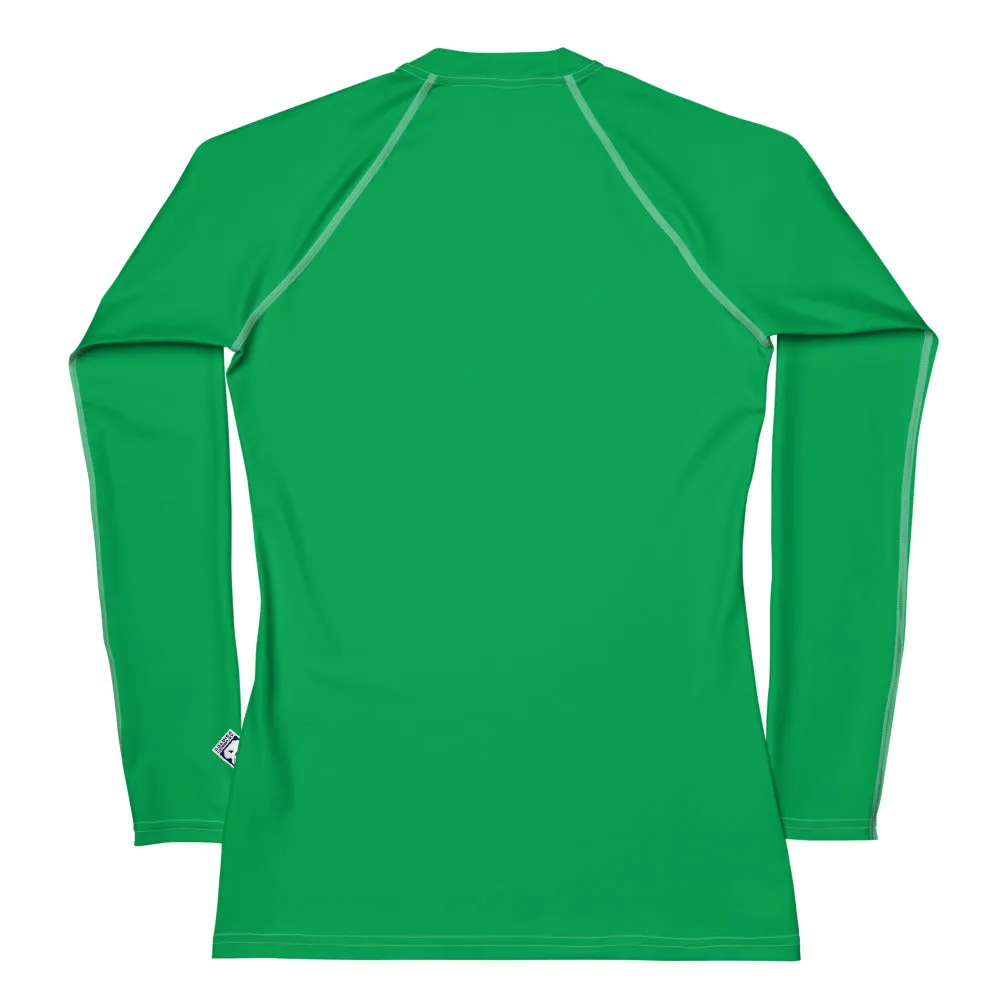 Understated Elegance: Solid Color Long Sleeve Rash Guard for Women - Jade