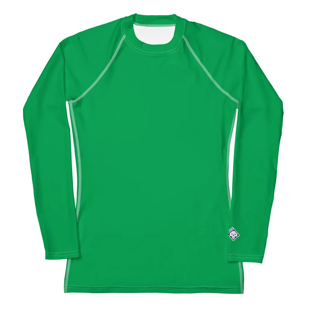 Understated Elegance: Solid Color Long Sleeve Rash Guard for Women - Jade