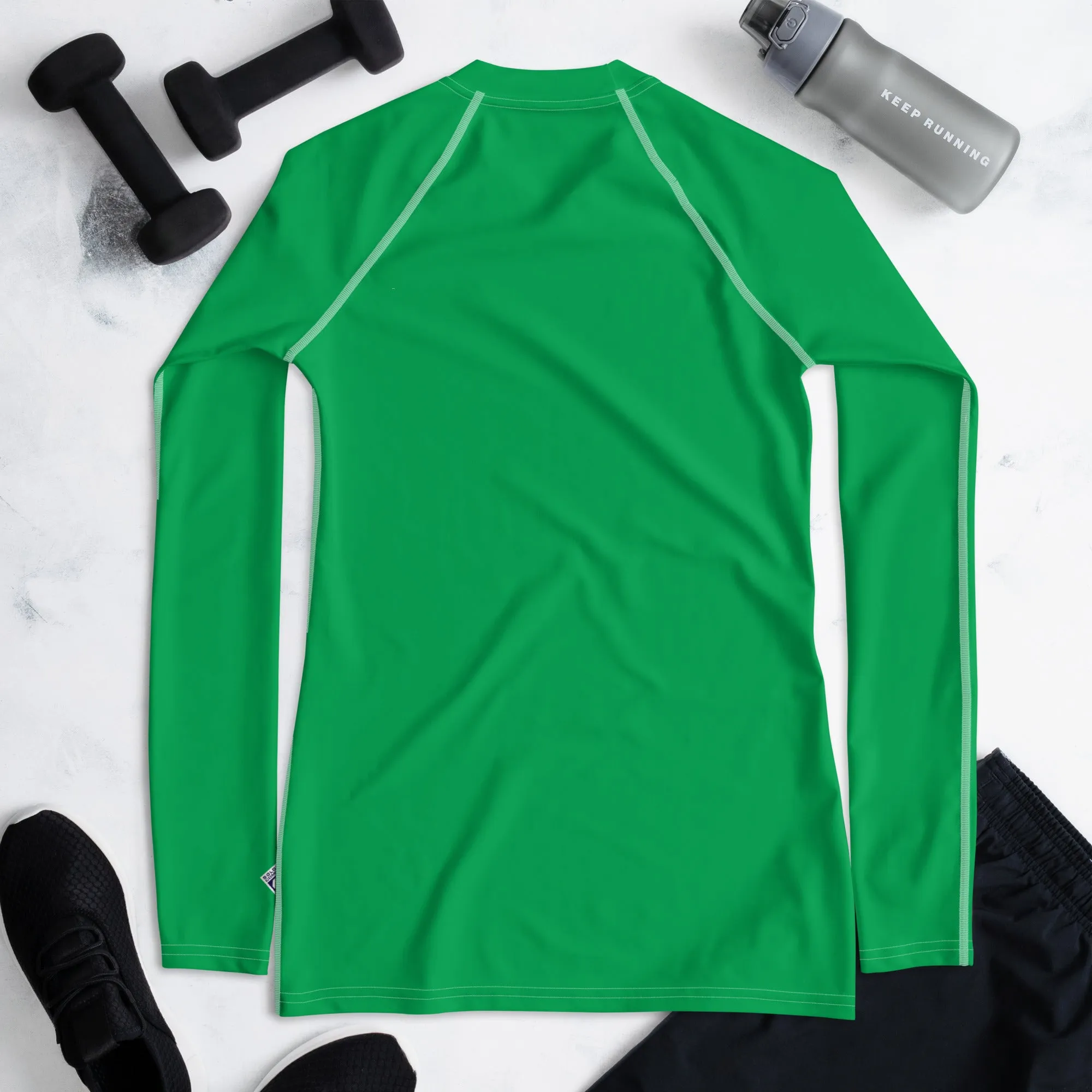 Understated Elegance: Solid Color Long Sleeve Rash Guard for Women - Jade