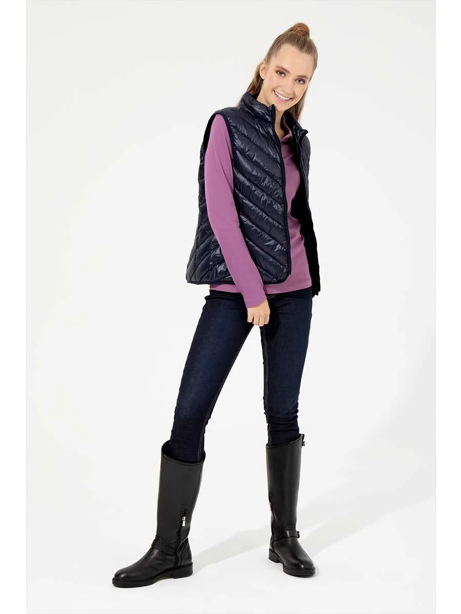 USPA Women Jacket S/L Feather Quilted Navy VR033 USPJK134 USPA