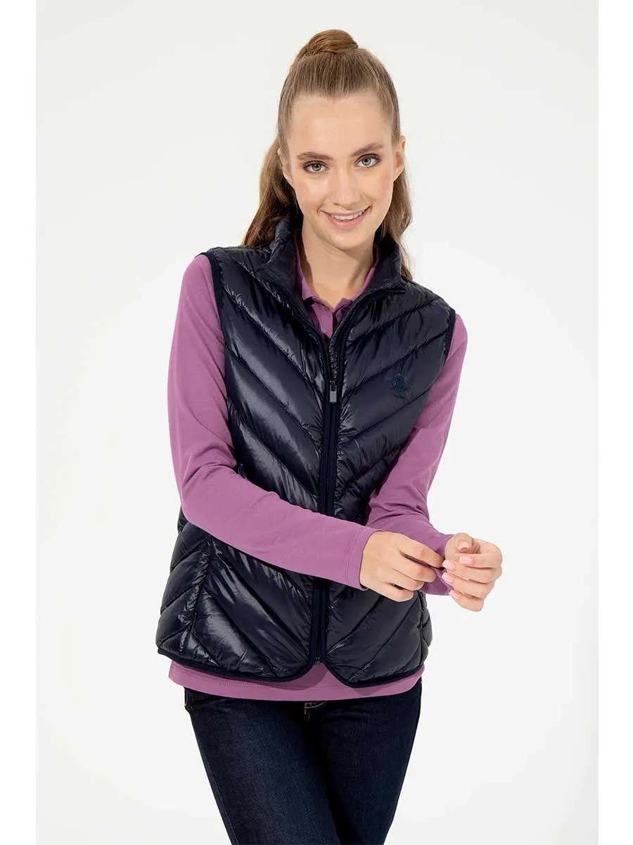 USPA Women Jacket S/L Feather Quilted Navy VR033 USPJK134 USPA