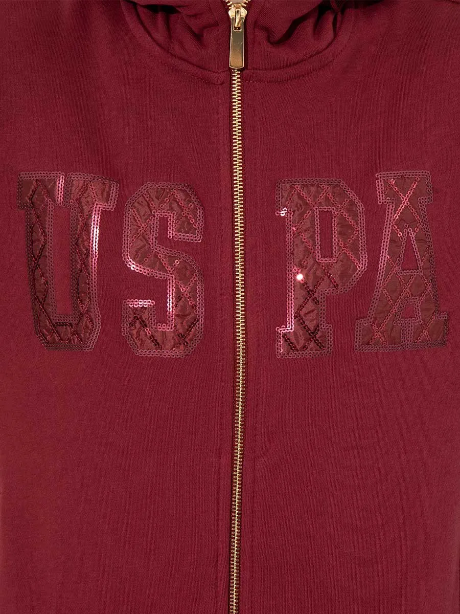 USPA Women Sweatshirt Hoody Zipper  Cherry VR223 USPSS128