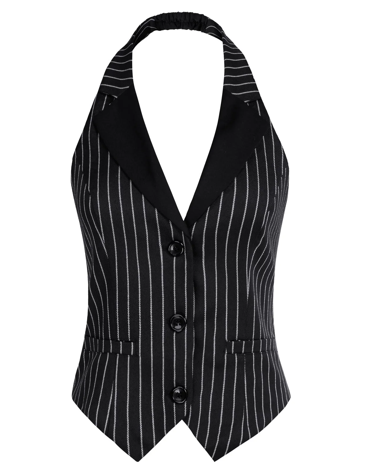 Vintage Fans Look of Waistcoat Vest Vintage Halter Lapel Button Down Suit Vest with Pockets