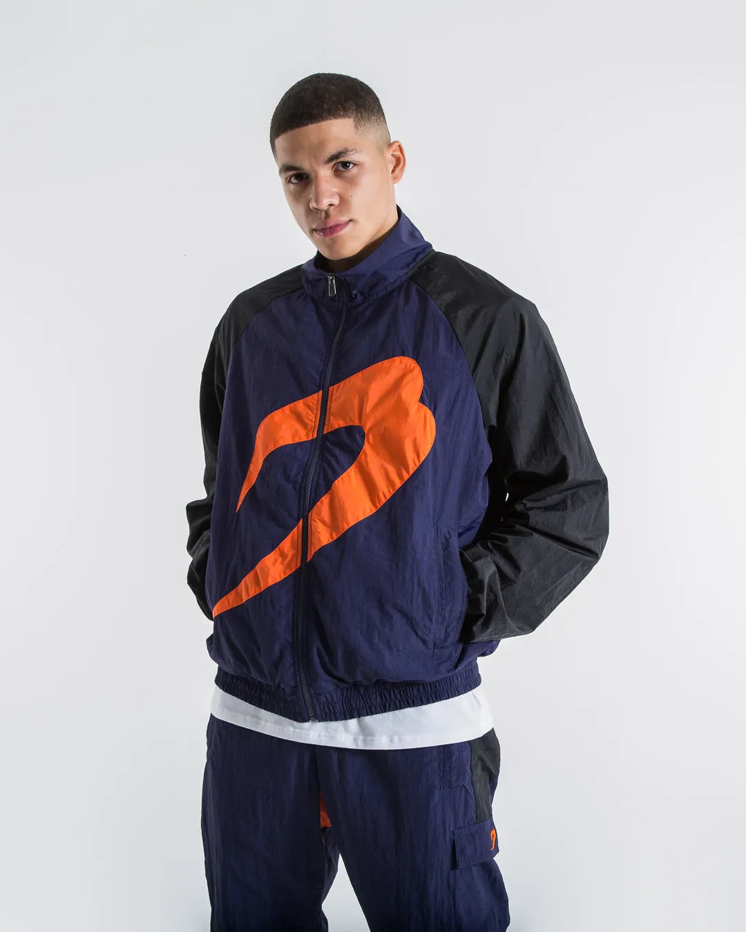 Walker Track Jacket - Black/Navy/Orange