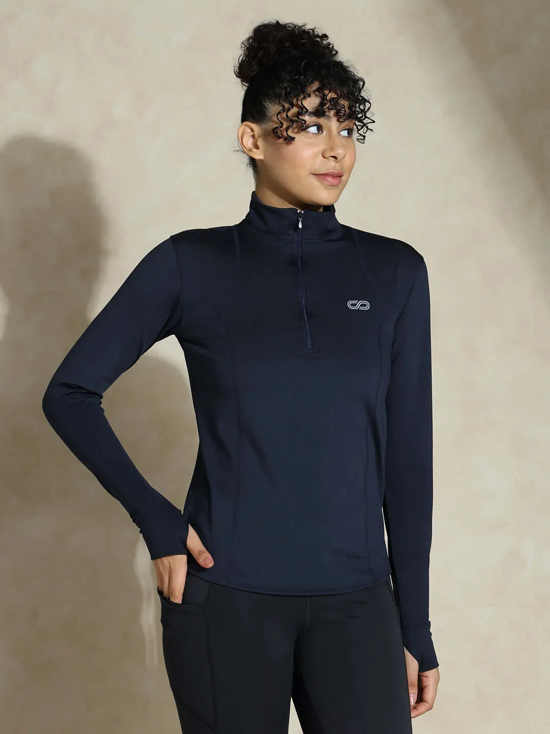 Women's Ath Runner Zip Neck Navy