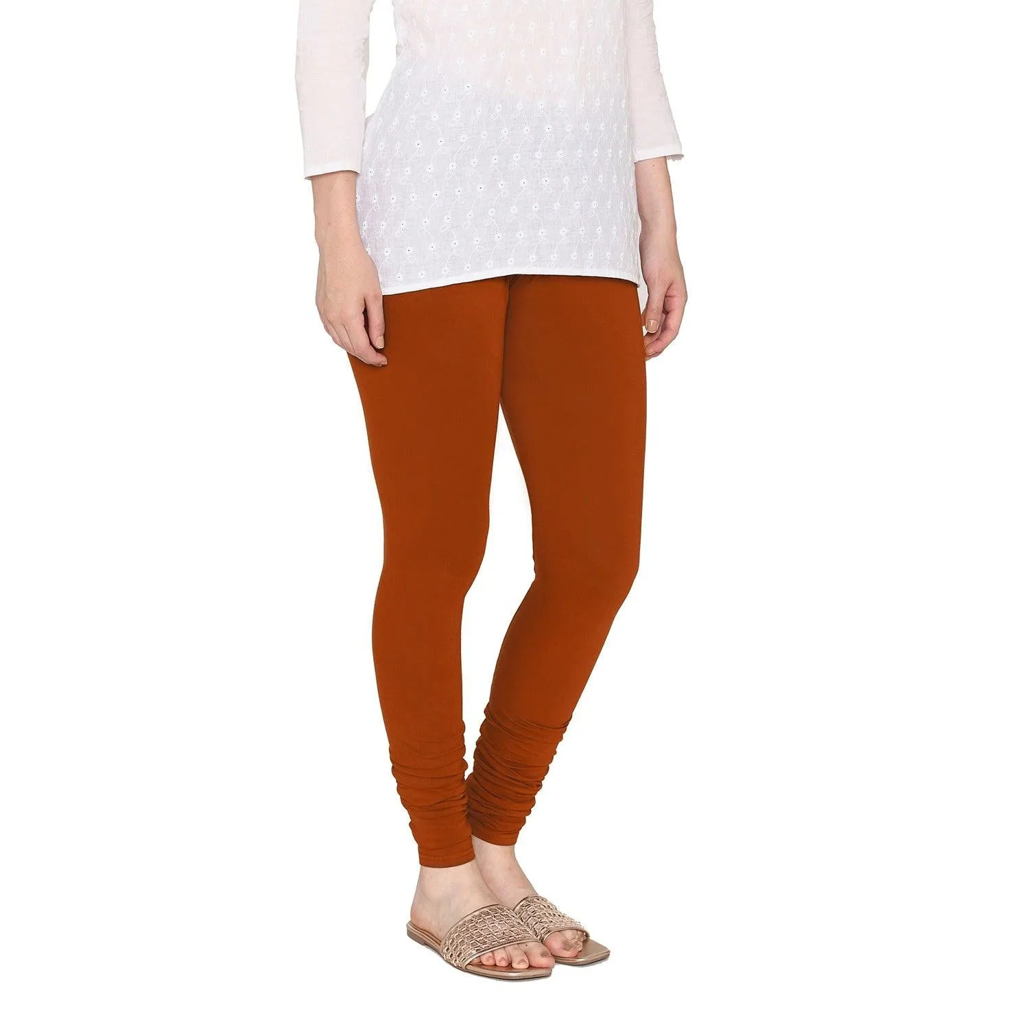 Women's Cotton Churidar Leggings (Free Size) - Baked Apple