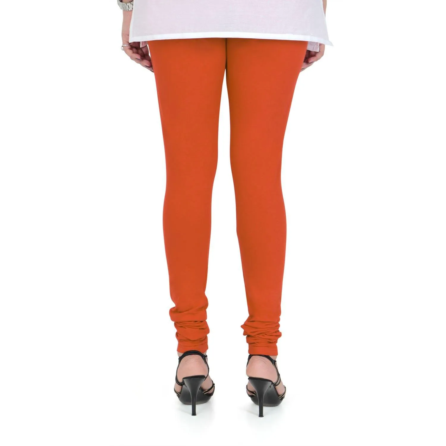 Women's Cotton Churidar Leggings (Free Size) - Flame