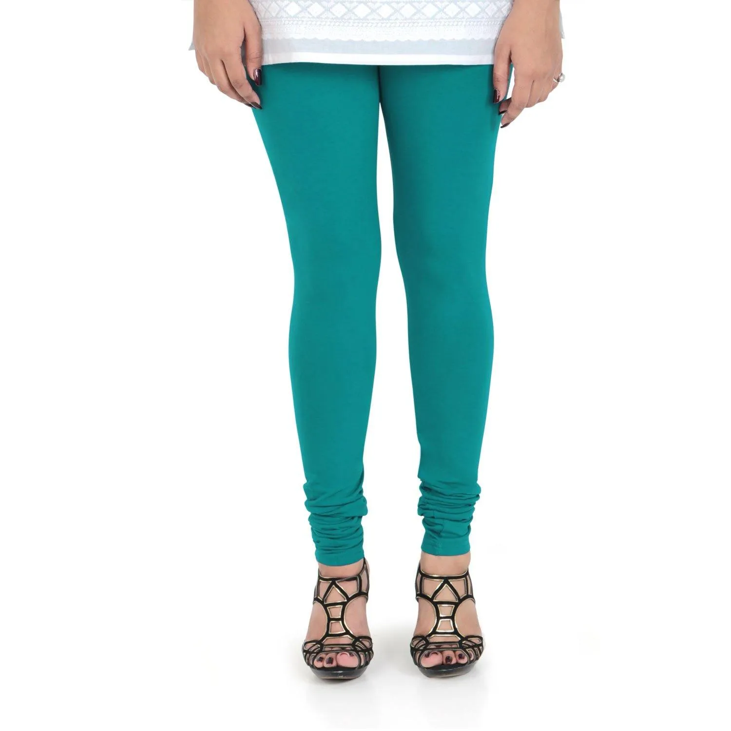 Women's Cotton Churidar leggings (Free Size) - Water Green