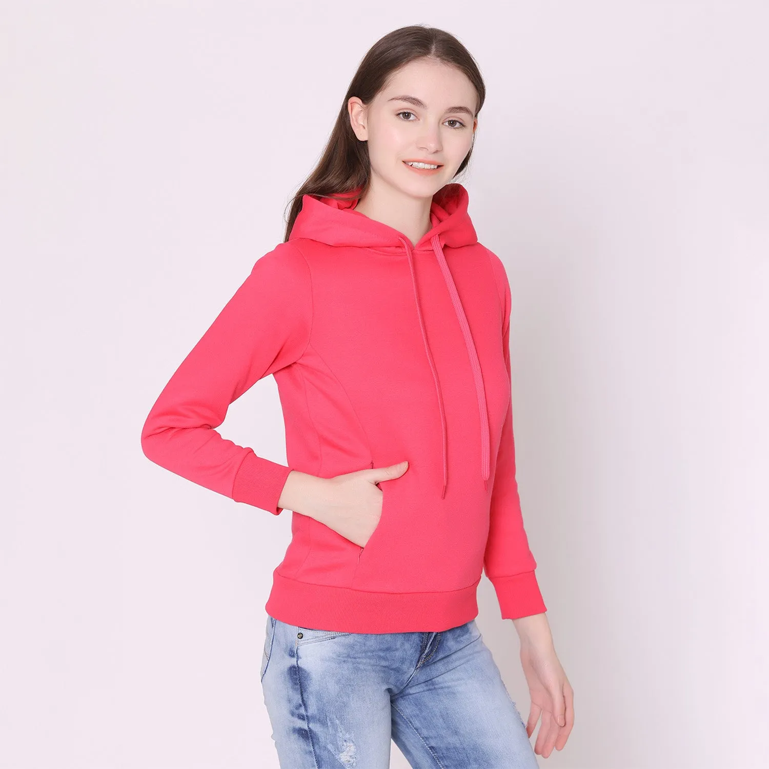 Women's Hoodie Jacket - Bright Rose