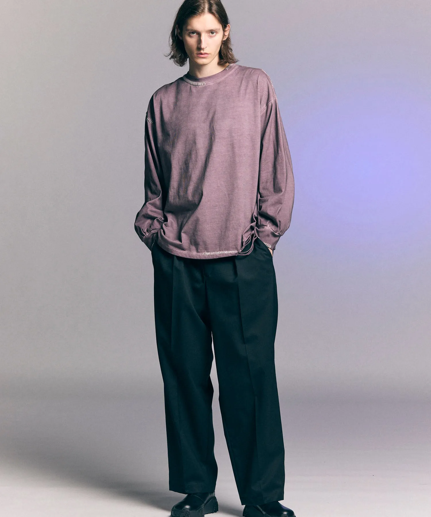 Premium Wool Mix One-Tuck Wide-Leg Pants