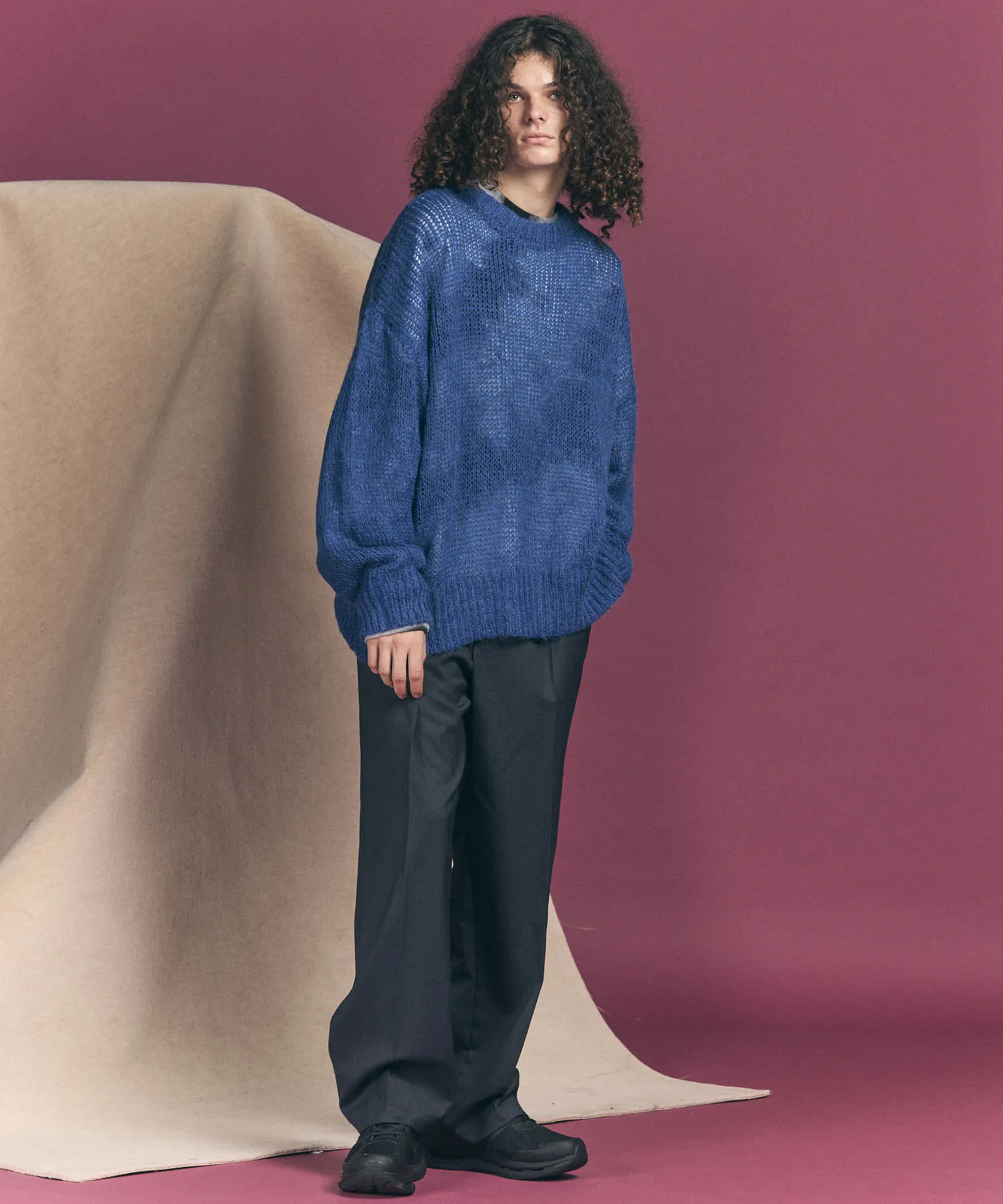 Premium Wool Mix One-Tuck Wide-Leg Pants